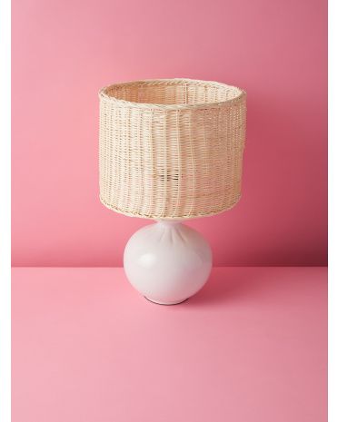 17in Rattan Shade Ceramic Accent Lamp | HomeGoods