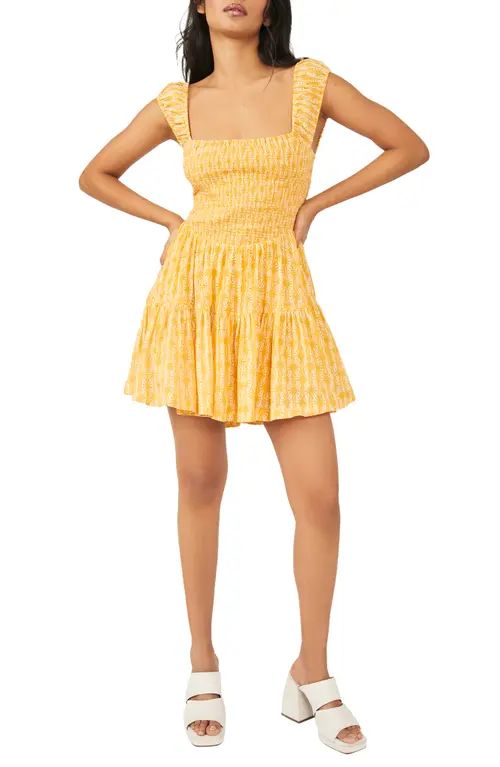 Free People Sweet Annie Cotton Minidress in Sunshine Combo at Nordstrom, Size Medium | Nordstrom
