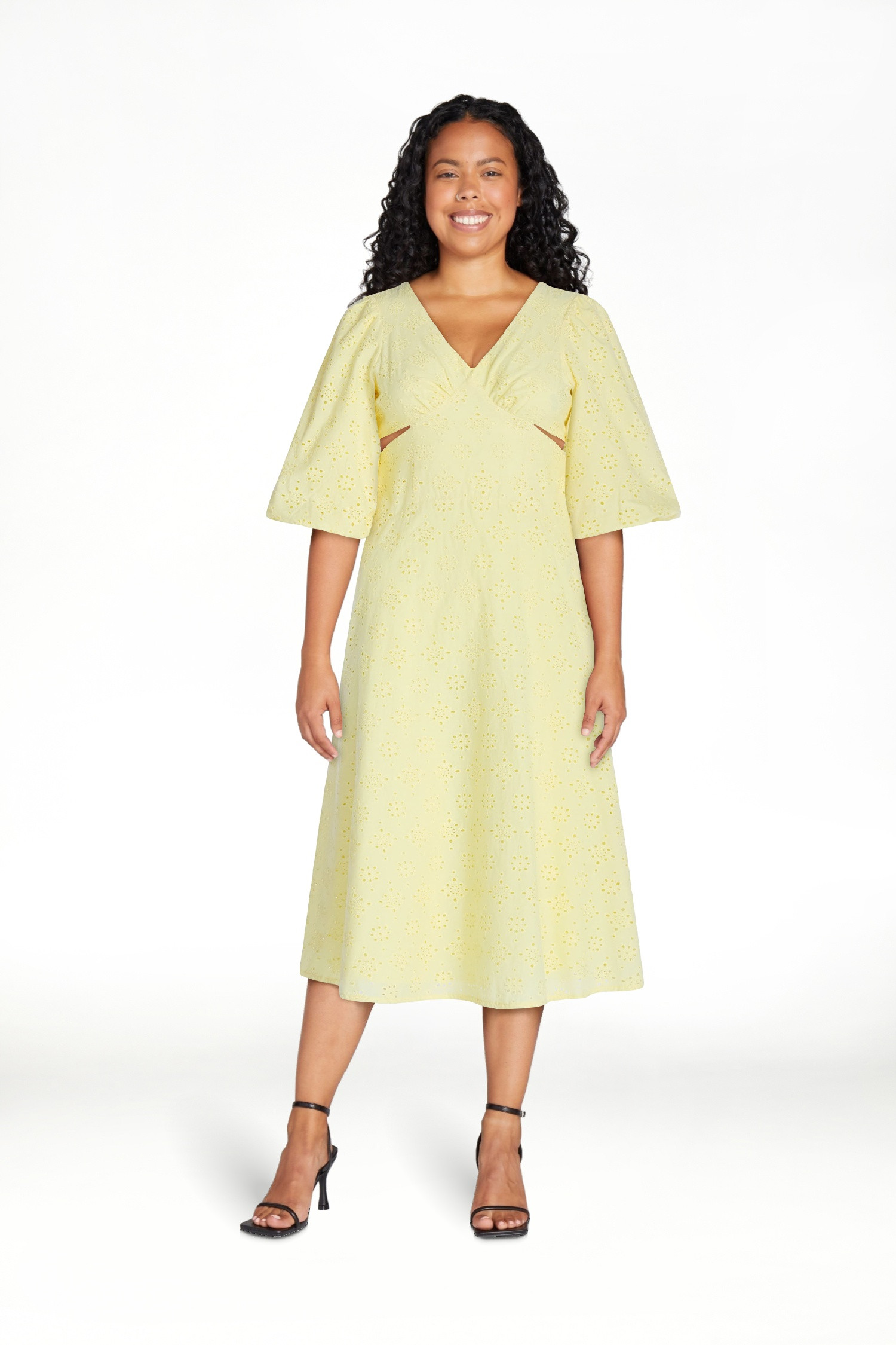 Scoop Women's Eyelet Cutout Cotton Midi Dress, Sizes 0-18 | Walmart (US)
