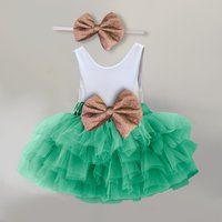 Green & White Tutu Dress For Girls, Toddler Infants, Emerald Green Dress, Forest Flower Girl Tutu, D | Etsy (US)