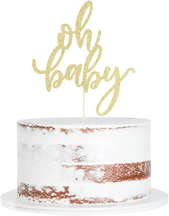 Glitter Oh Baby Cake Topper, Baby Party Cake Decoration, Baby Baptism or New Baby Gender Reveal P... | Amazon (US)