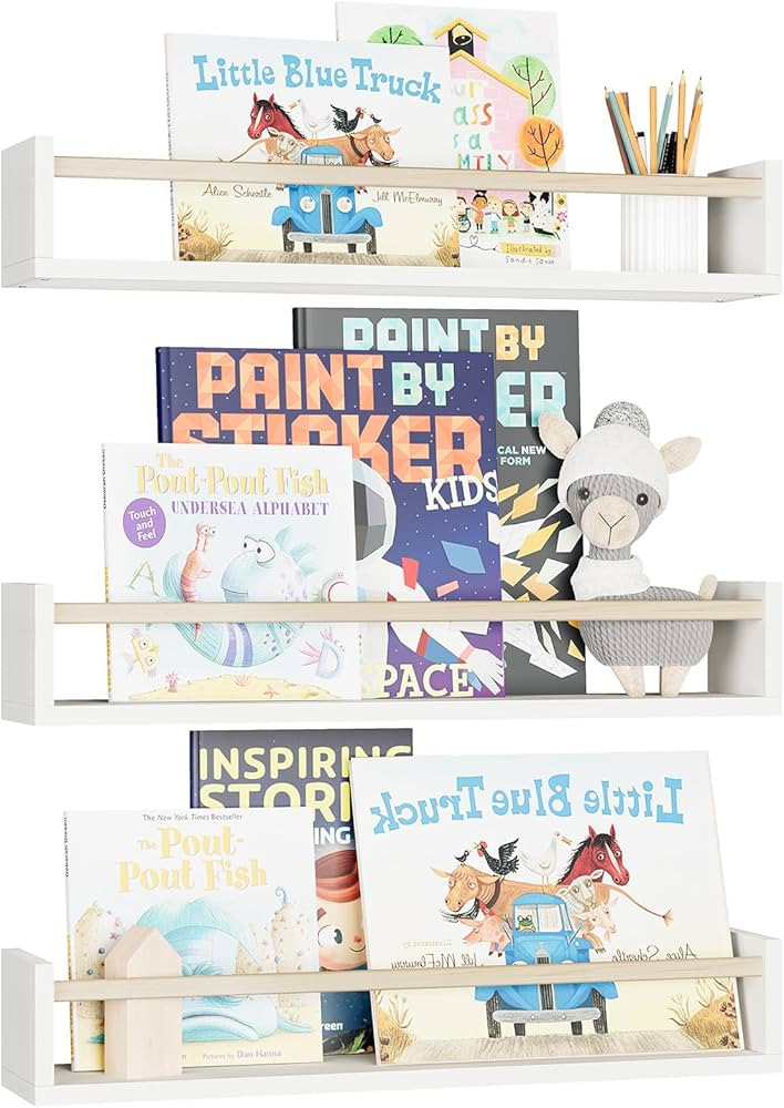 Fixwal Nursery Book Shelves, 16.5 Inch Floating Bookshelves for Wall Set of 3, Baby Nursery Decor... | Amazon (US)