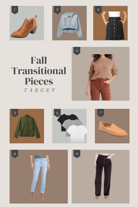 Fall Transitional Pieces from Target
Women’s booties/jean jacket/women’s sweater/Fall jacket/transitional Fall clothing/women’s loafers/light jeans/corduroy pants/Fall mini skirt

#LTKSeasonal #LTKsalealert #LTKfindsunder100