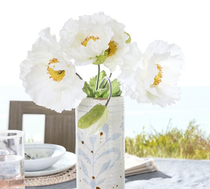 Faux White Poppy Flower Bundle | Pottery Barn (US)