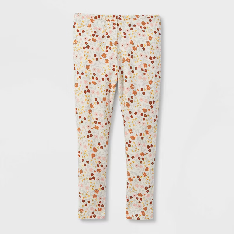 Toddler Girls' Floral Leggings - Cat & Jack™ Cream | Target