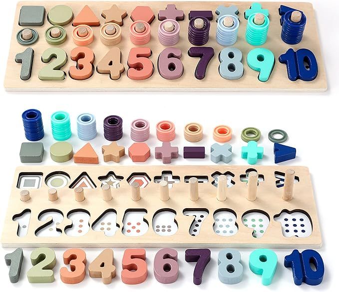 Toddler Montessori Toys Teaches Number, Counting, Math, Stacking Fun Preschool Learning Activates... | Amazon (US)