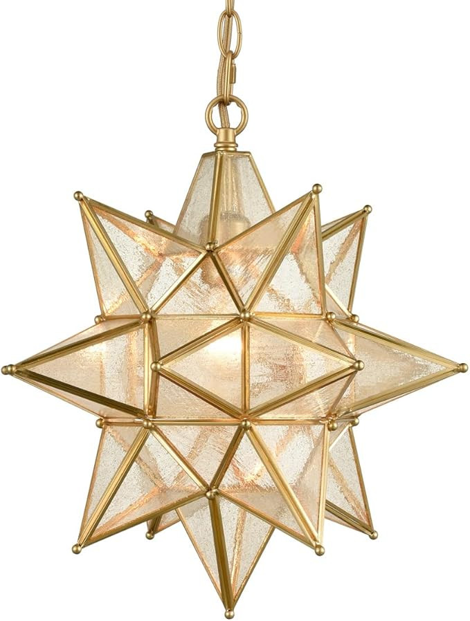 DIRYZON Modern Gold Moravian Star Pendant Light for Kitchen Island 16-Inch Hanging Ceiling Light ... | Amazon (US)