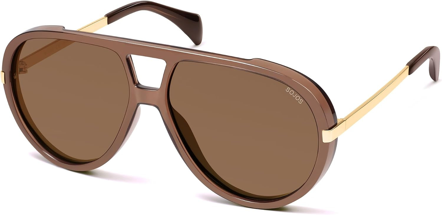 SOJOS Retro Oversized Aviator Polarized Sunglasses for Women Men Vintage Shield Large Shades SJ2657 | Amazon (US)