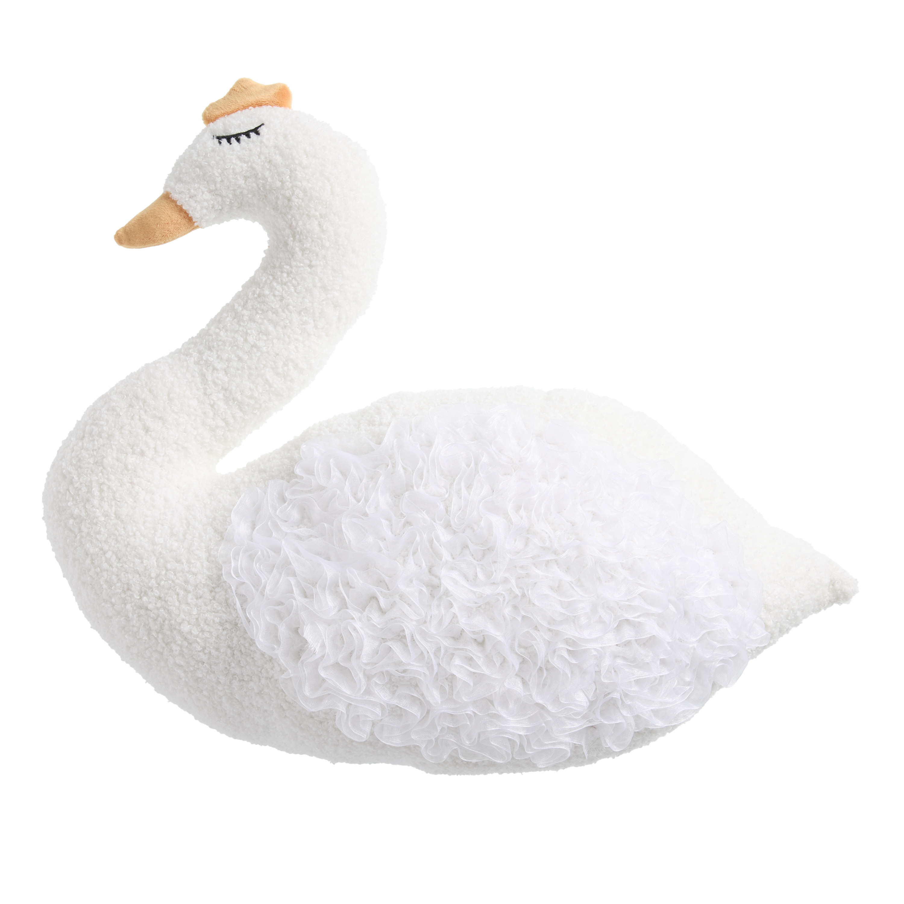 White Faux Fur Swan Shaped Throw Pillow | World Market