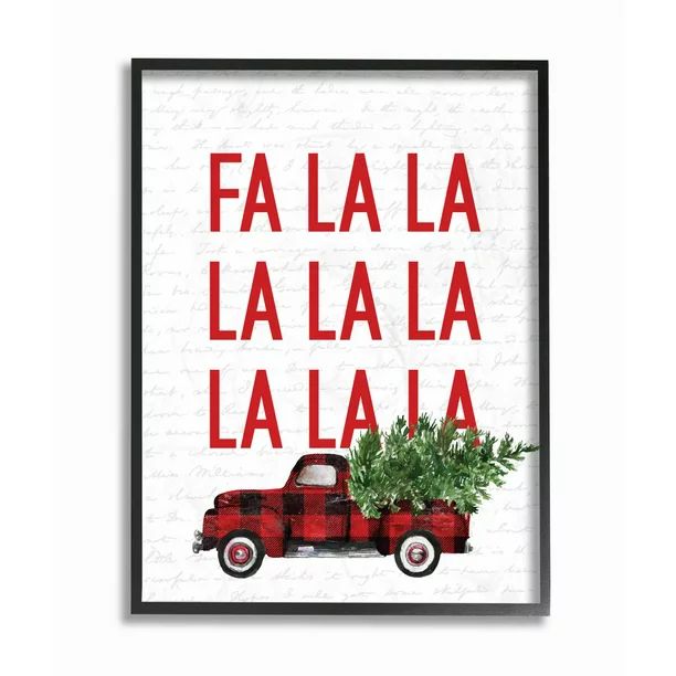Stupell Industries Fa La La Plaid Truck Christmas Holiday Word DesignFramed Wall Art By Artist Le... | Walmart (US)