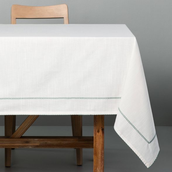 Embroidered Mini Border Tablecloth Green - Hearth & Hand™ with Magnolia | Target