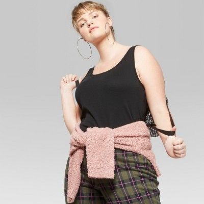 Women's Plus Size Picot Edge Tank - Wild Fable™ Black | Target