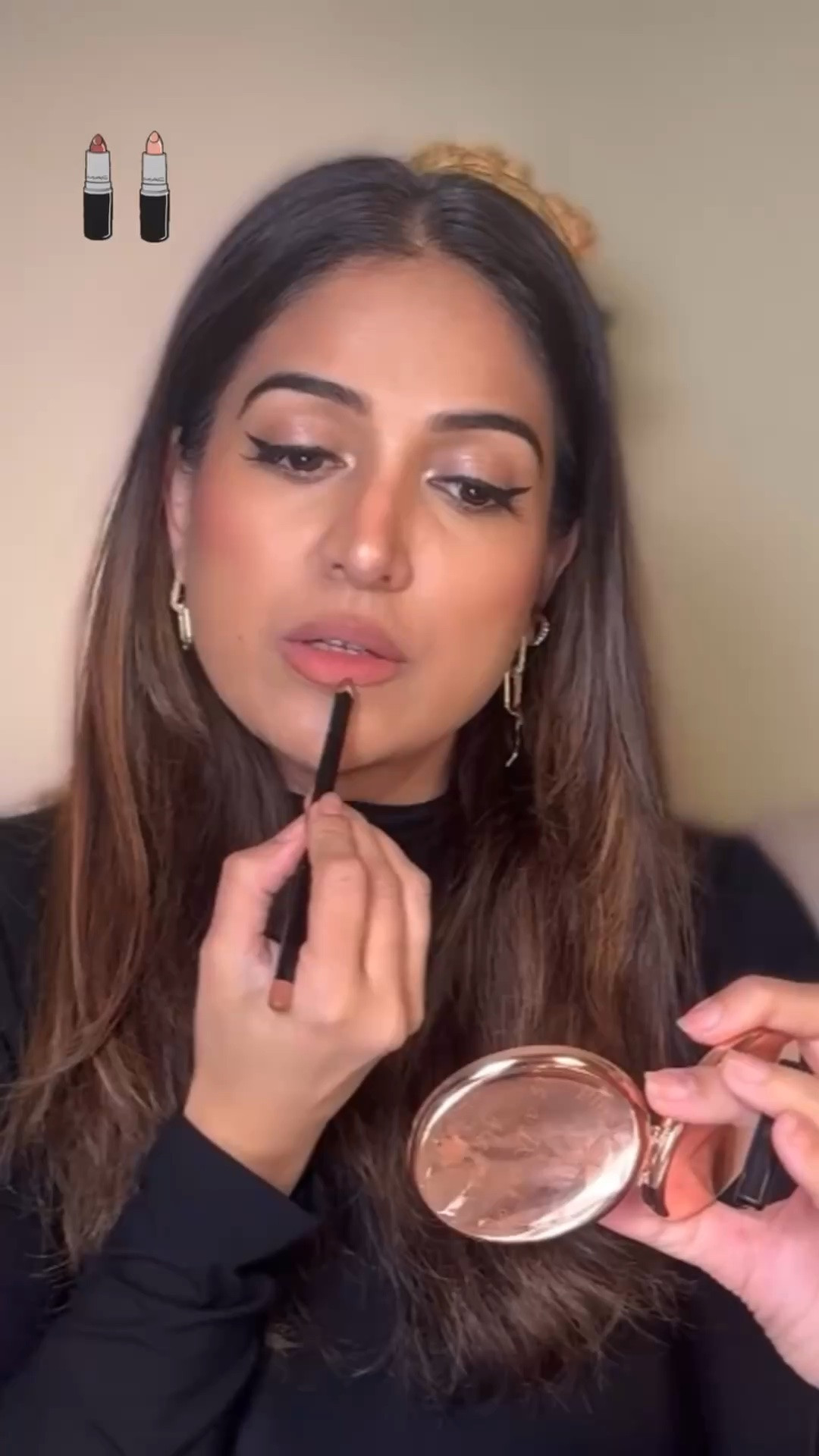 @maccosmeticsusa powder kiss lip color is one of my favorite finishes in lipsticks giving you the perfect blurry lips. Loved this new shade Habit is a peachy nude and goes well with a brown lip liner!! 
This could be a summer staple!! 
@maccosmetics Lip@color in Habit 
Lip liner @anastasiabeverlyhills in shade Cool Brown 
#makeuptutorial #lipcombo #lipstickhoarder #maclipsticks