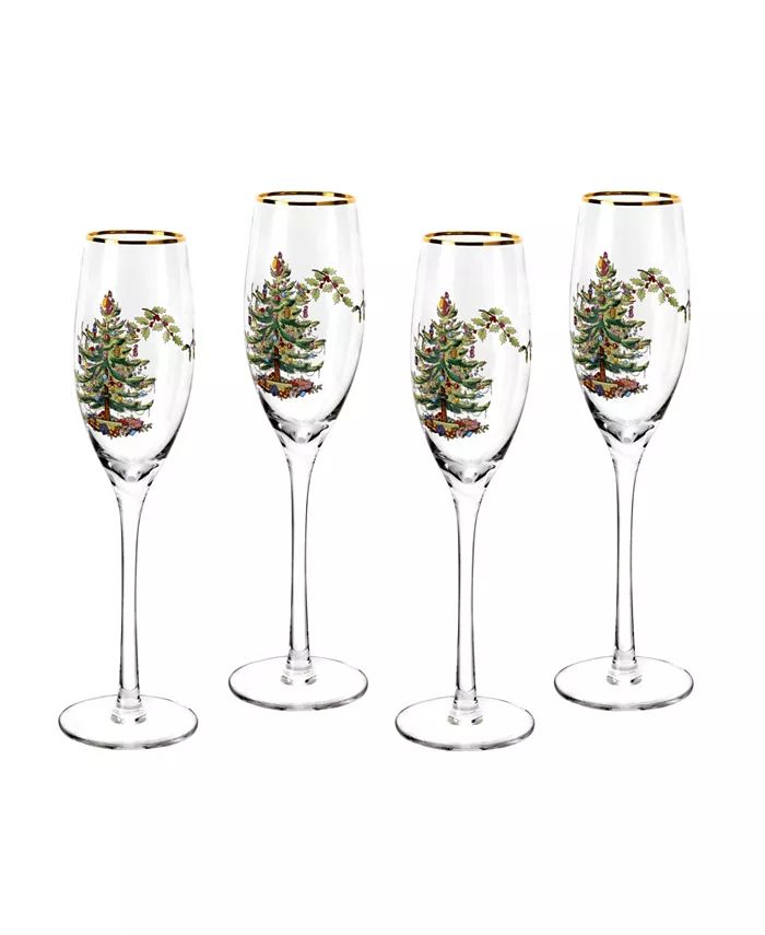 Christmas Tree Champagne Flutes, Set of 4 | Macy's
