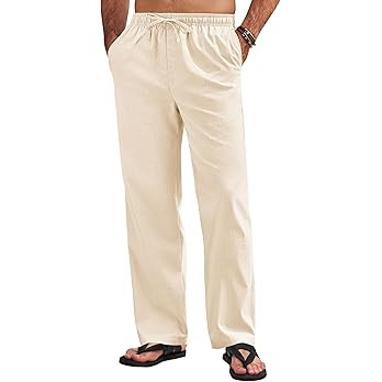COOFANDY Men's Linen Pants Drawstring Casual Loose Fit Beach Summer Pants Lightweight Linen Trous... | Amazon (US)