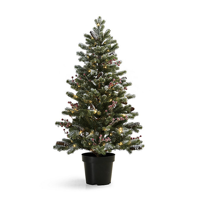 Montana Flocked Berry 4ft Potted Tree with LED Lights & Timer Function | Frontgate