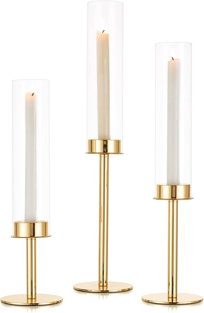 Amazon.com: Sziqiqi 19inch Tall Candlestick Holders Gold Taper Candle Holder for Wedding - 3pcs C... | Amazon (US)