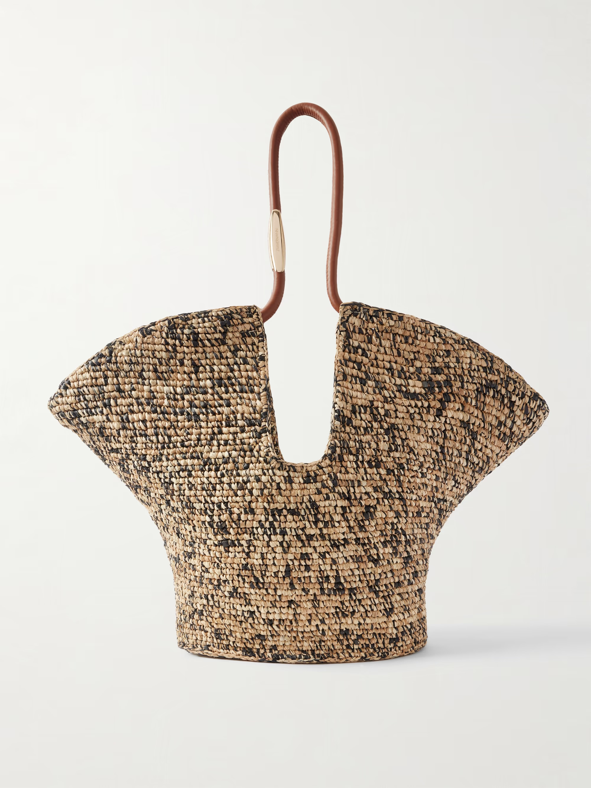 Goldentime medium embellished leather-trimmed raffia tote | NET-A-PORTER (UK & EU)
