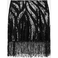 Zara - Fringed Sequin Skirt - Black - S - Woman | Zara US