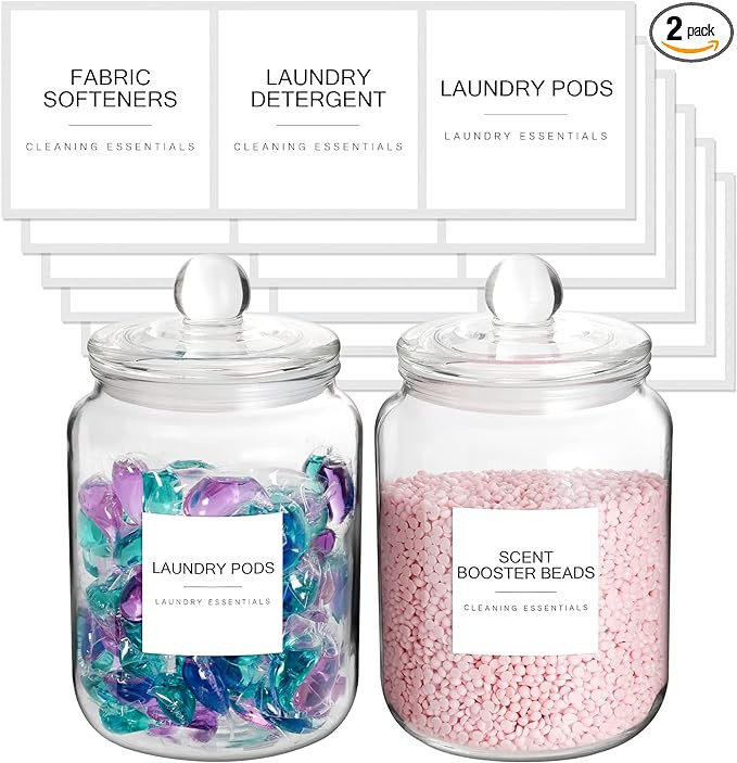 Mustry Glass Jars for Laundry Room Organization Jars Half Gallon Laundry Storage Glass Containers wi | Amazon (US)