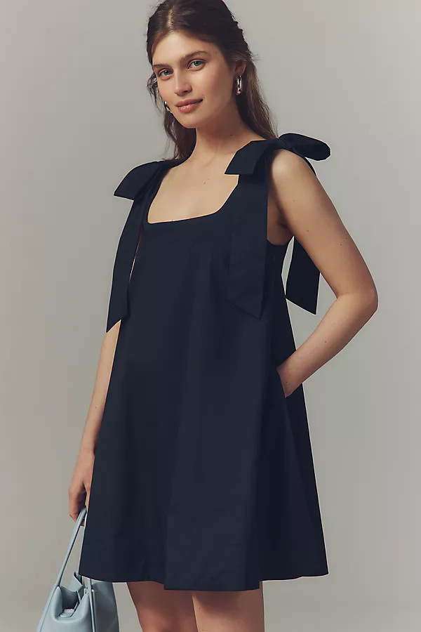 English Factory Bow-Strap Swing Mini Dress | Anthropologie (US)