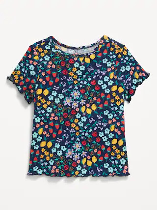 Printed Short-Sleeve Lettuce-Edge T-Shirt for Toddler Girls | Old Navy (US)