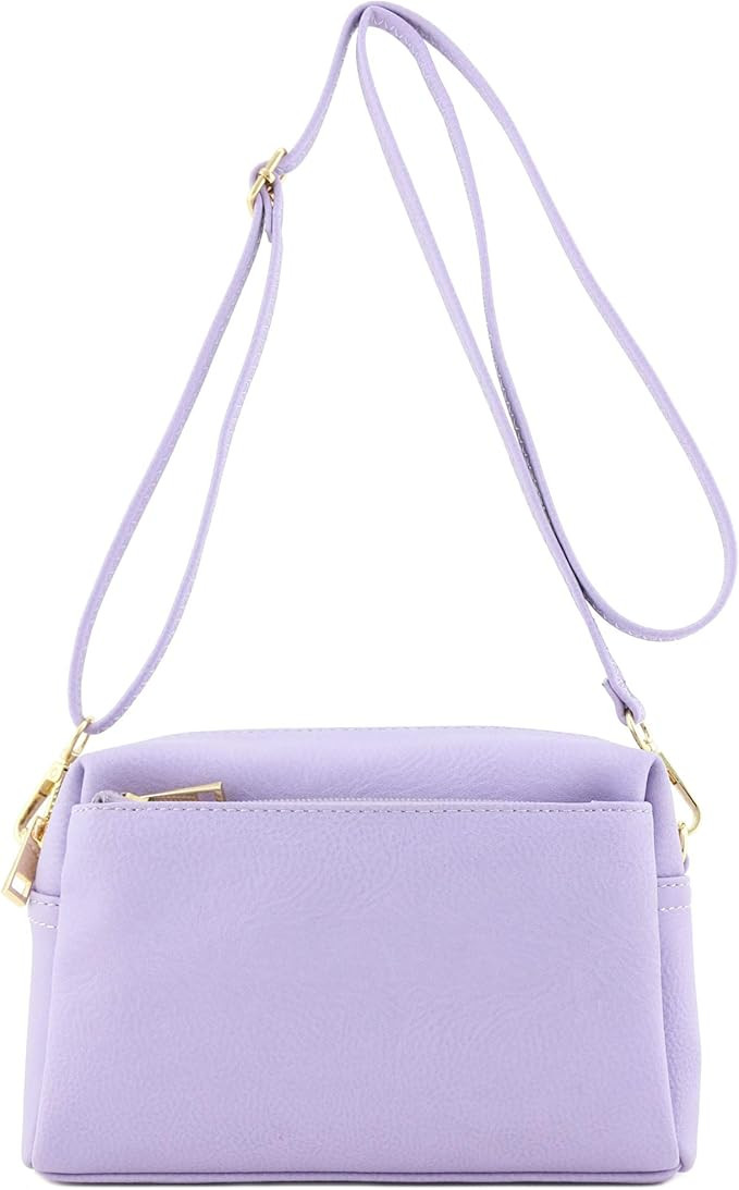 FashionPuzzle Triple Zip Small Crossbody Bag | Amazon (US)