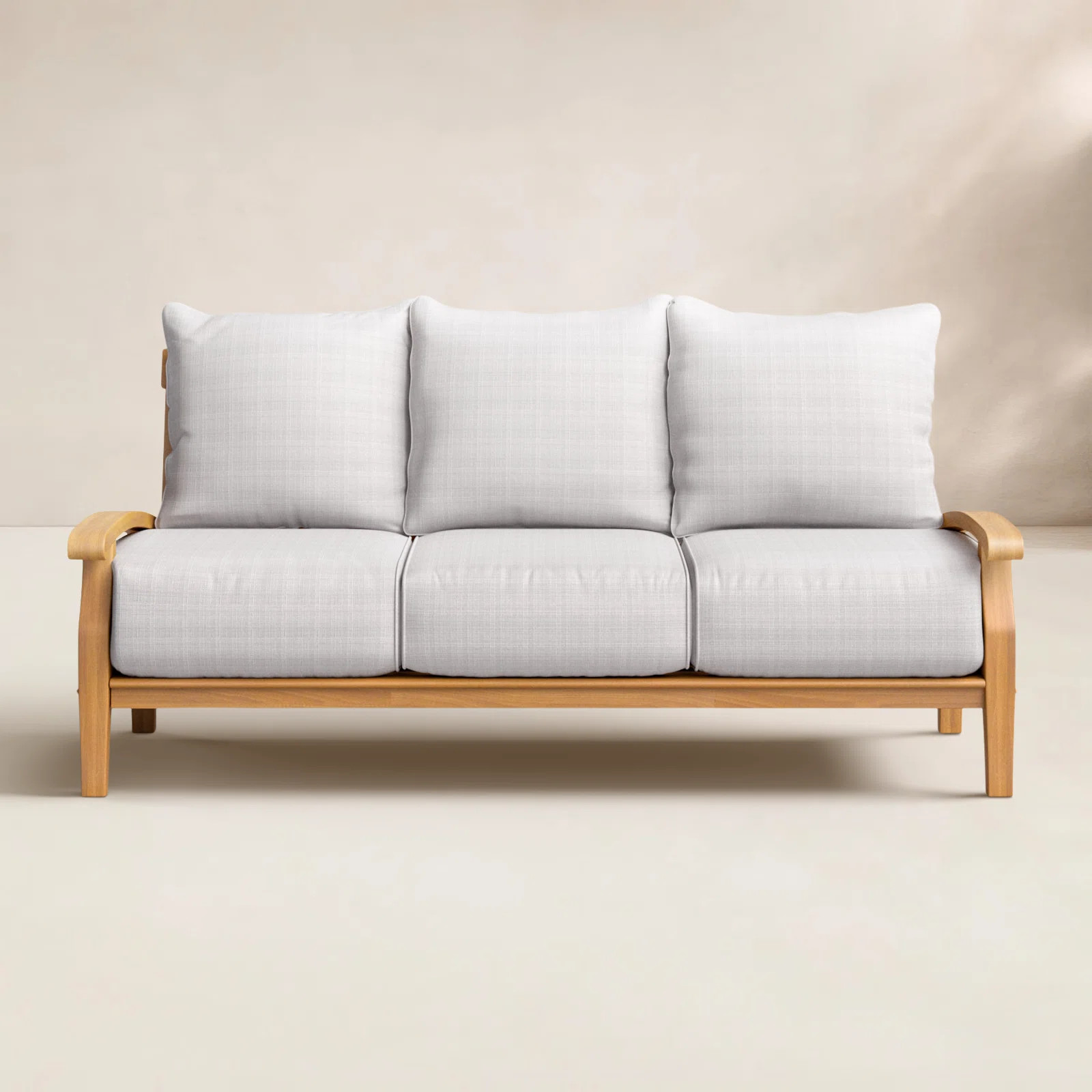 Summerton 77.5'' Wide Outdoor Teak Patio Sofa with Cushions | Birch Lane