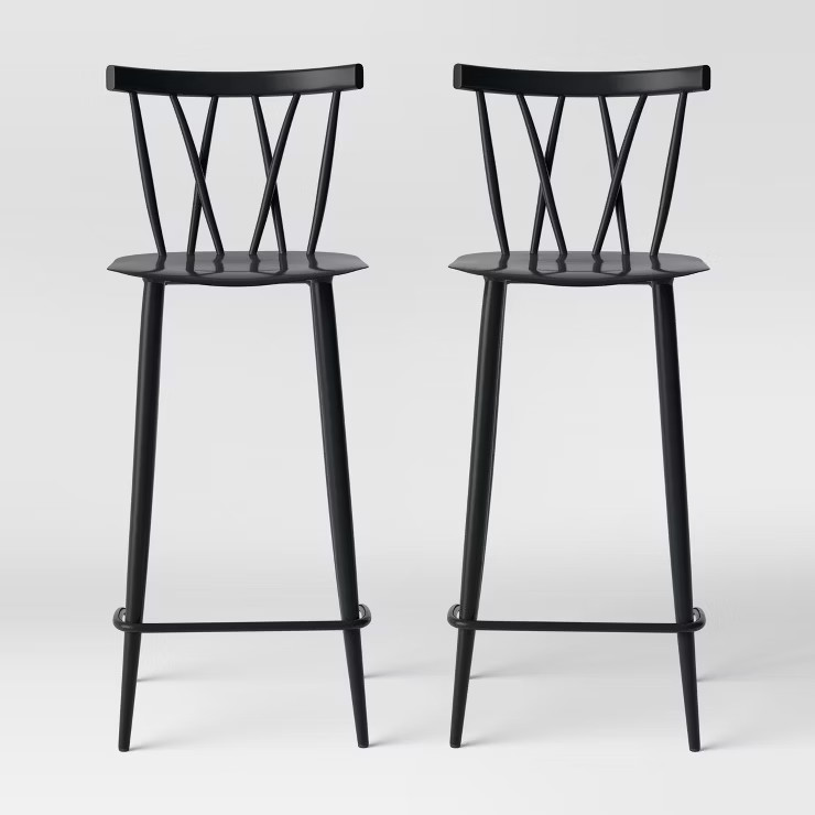 Set of 2 Becket Metal X Back Barstool Black - Project 62™ | Target