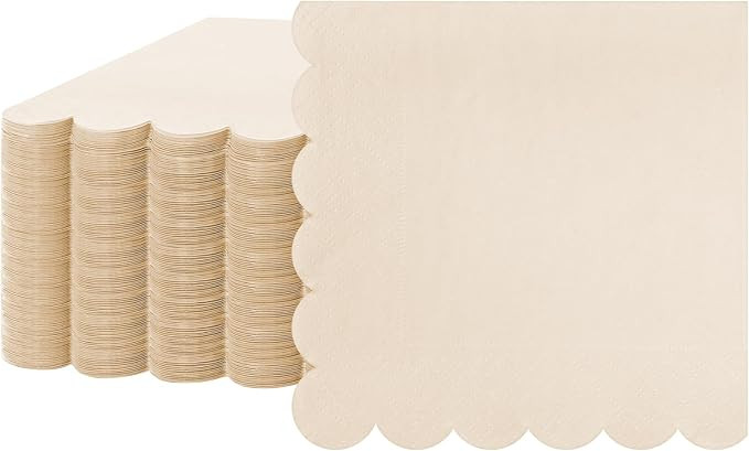 100 Pcs Scalloped Sage Cocktail Napkins Thick Paper Napkins Disposable Party Napkins Beverage Nap... | Amazon (US)