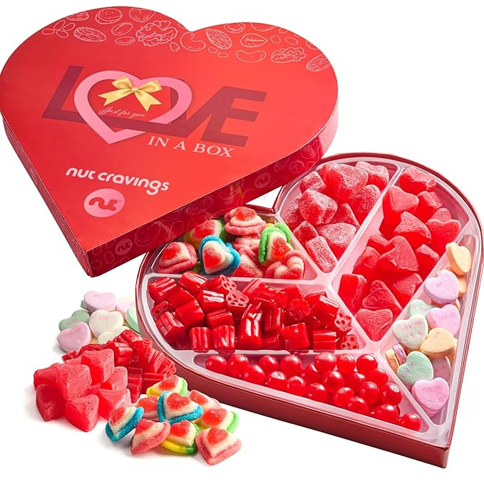 NUT CRAVINGS - Valentines Day Mixed Candy Heart Shaped Gift Basket, Love in A Box (6 Assortments)... | Amazon (US)