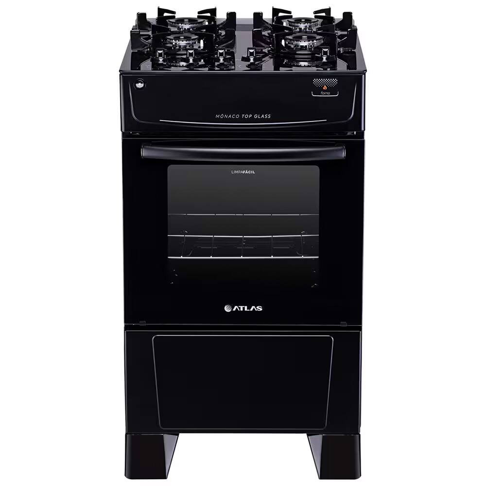 Fogão Atlas 4 Bocas Mônaco Top Glass com Mesa de Vidro e Acendimento Automático Bivolt – Pre... | Casas Bahia (BR)