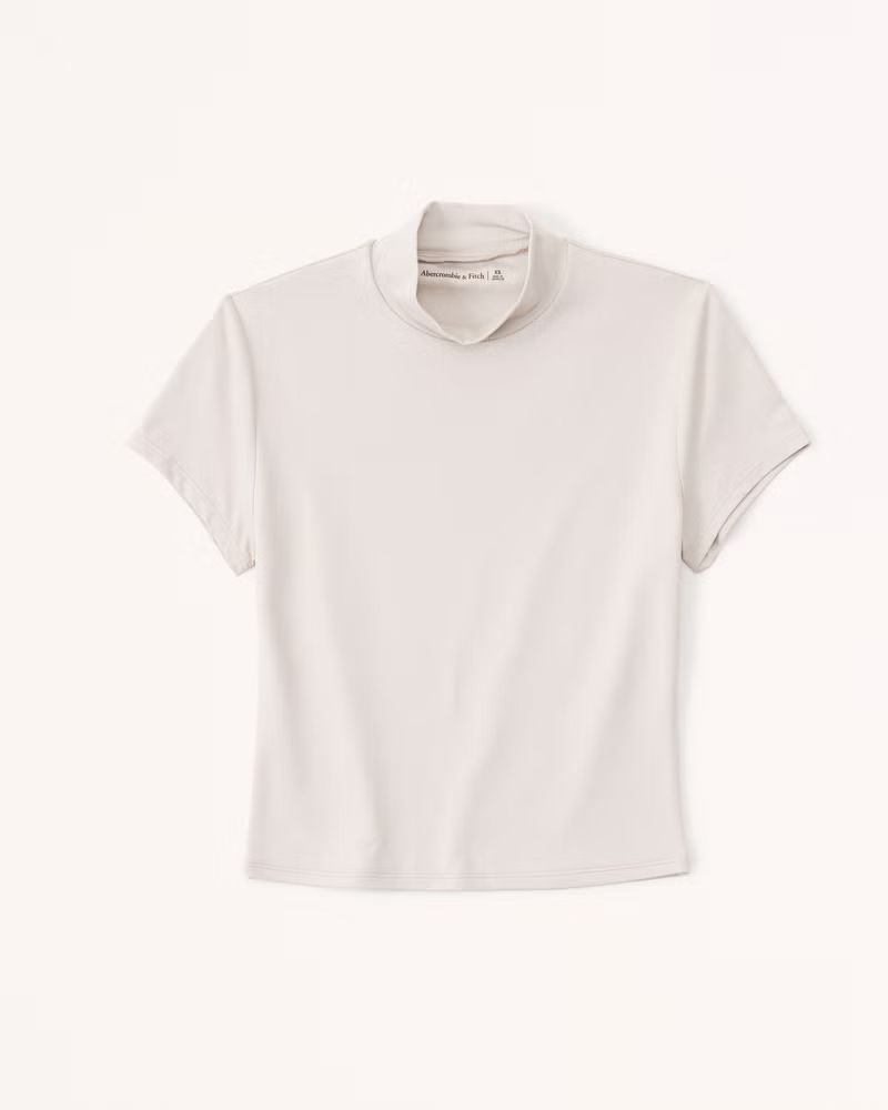 Short-Sleeve Sleek Seamless Fabric Mockneck Top | Abercrombie & Fitch (US)