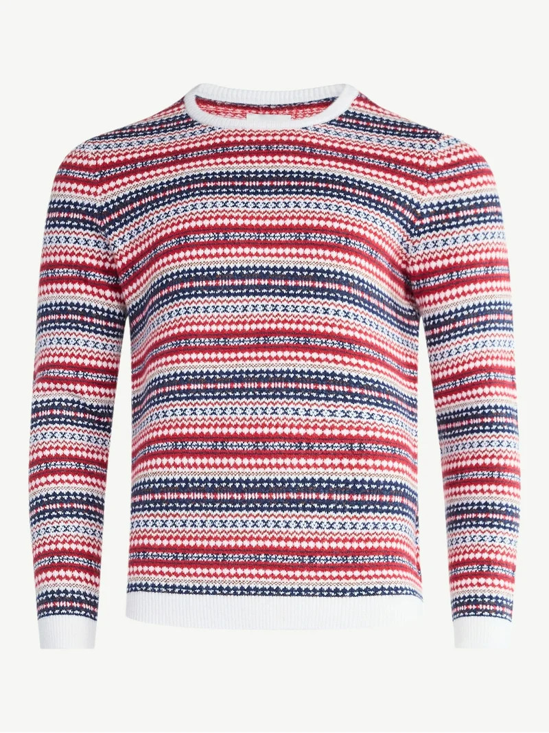 Free Assembly Men's Fair Isle Sweater with Long Sleeves, Size XS-3XL | Walmart (US)
