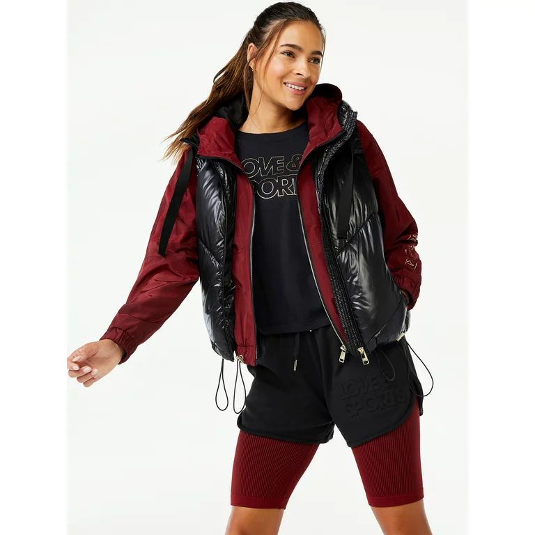 Love & Sports Women's Puffer Vest with Hood - Walmart.com | Walmart (US)