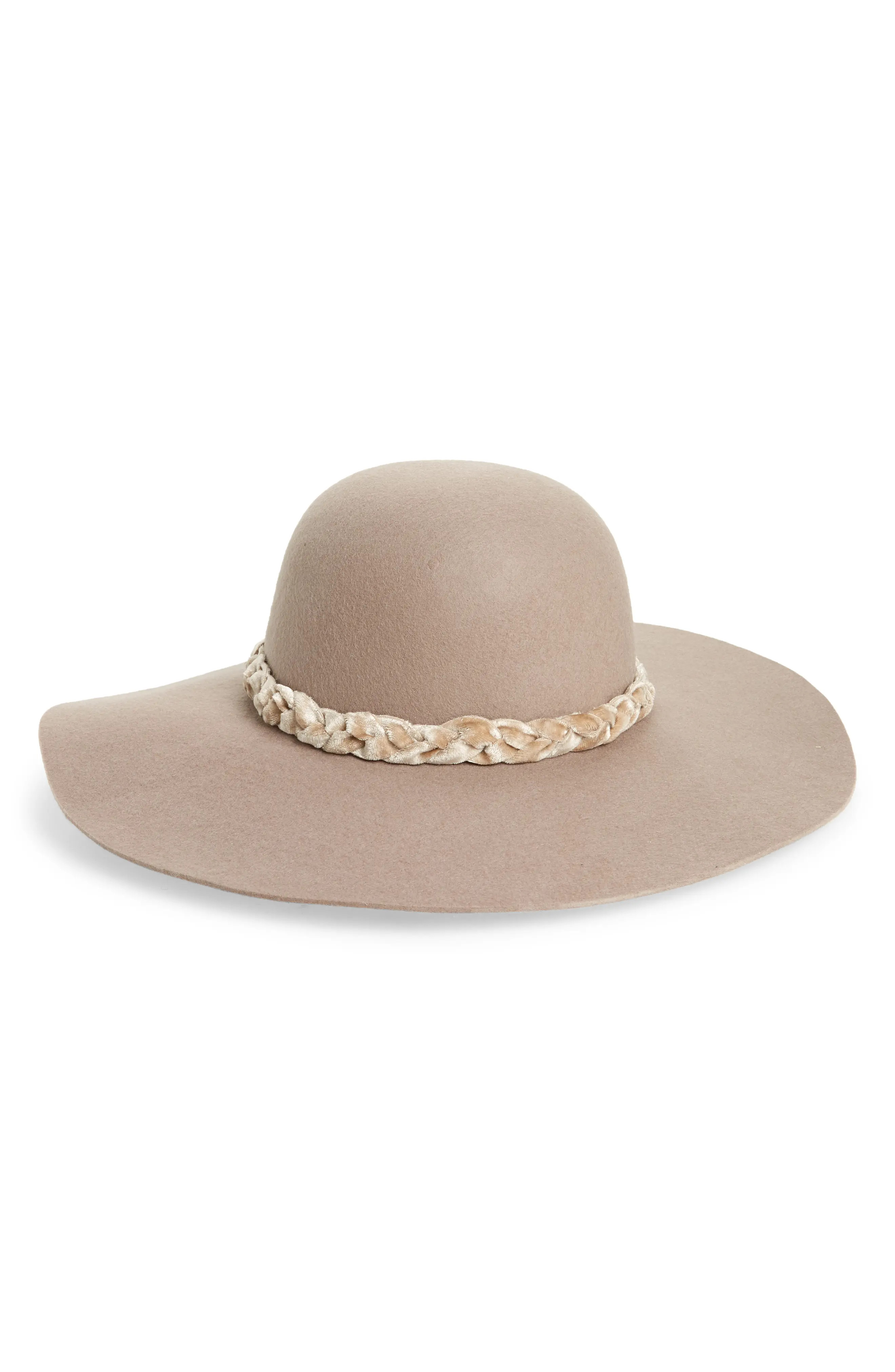 Women's Rachel Parcell Floppy Brim Wool Hat With Velvet Trim - Brown | Nordstrom