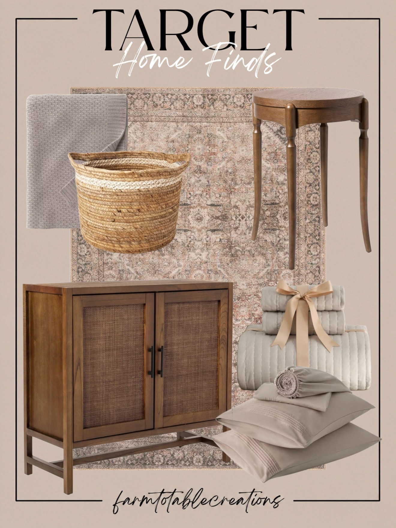 Target Deal Days Home Finds 🤎🏡

These Target Deal Days home finds are such a pretty mix of warm wood tones, soft neutrals, and cozy texture. The vintage-inspired rug, woven basket, side table, cane-front cabinet, throw, and bedding all work together for an easy collected look.

I love that these pieces feel elevated but still practical enough for everyday spaces. They’d be beautiful in a bedroom, living room, entryway, or guest room if you’re wanting a simple seasonal refresh without changing everything.

Follow @farmtotablecreations on Instagram for more cozy home finds and trending decor.

#LTKHome #TargetDealDays #TargetHome #TargetFinds #TargetStyle #HomeDecorDeals #CozyHome #NeutralDecor #WarmWoodTones #BedroomRefresh #LivingRoomDecor #HomeRefresh #TargetDeals #HomeDecorFinds #LTKSaleAlert