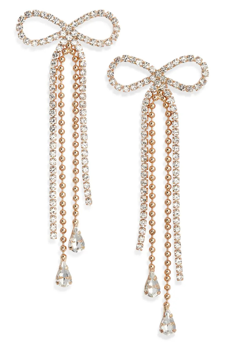 Open Edit Stone Crystal Bow Drop Earrings | Nordstrom | Nordstrom