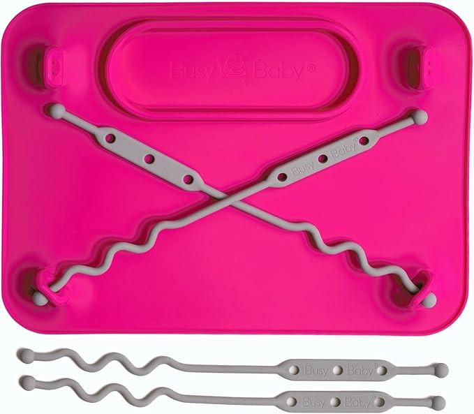 BUSY BABY Silicone Mat - Suction Cups, 4 Straps to Secure Baby Essentials, Self Feeding, Baby Led... | Amazon (US)