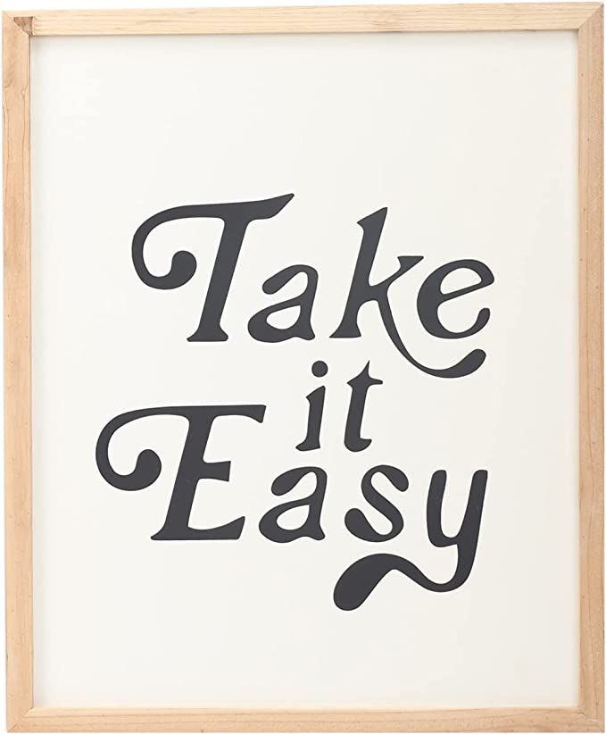 Take it Easy, Inspirational Hanging Wood Wall Decor | Relax boho Wall Decor Cute Art Sign | Amazon (US)