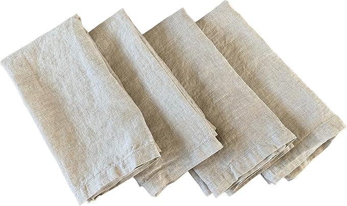 Linen Napkins – 100% French Flax – Stonewashed Pure Linen Cloth Napkins – Mitered Corners ... | Amazon (US)