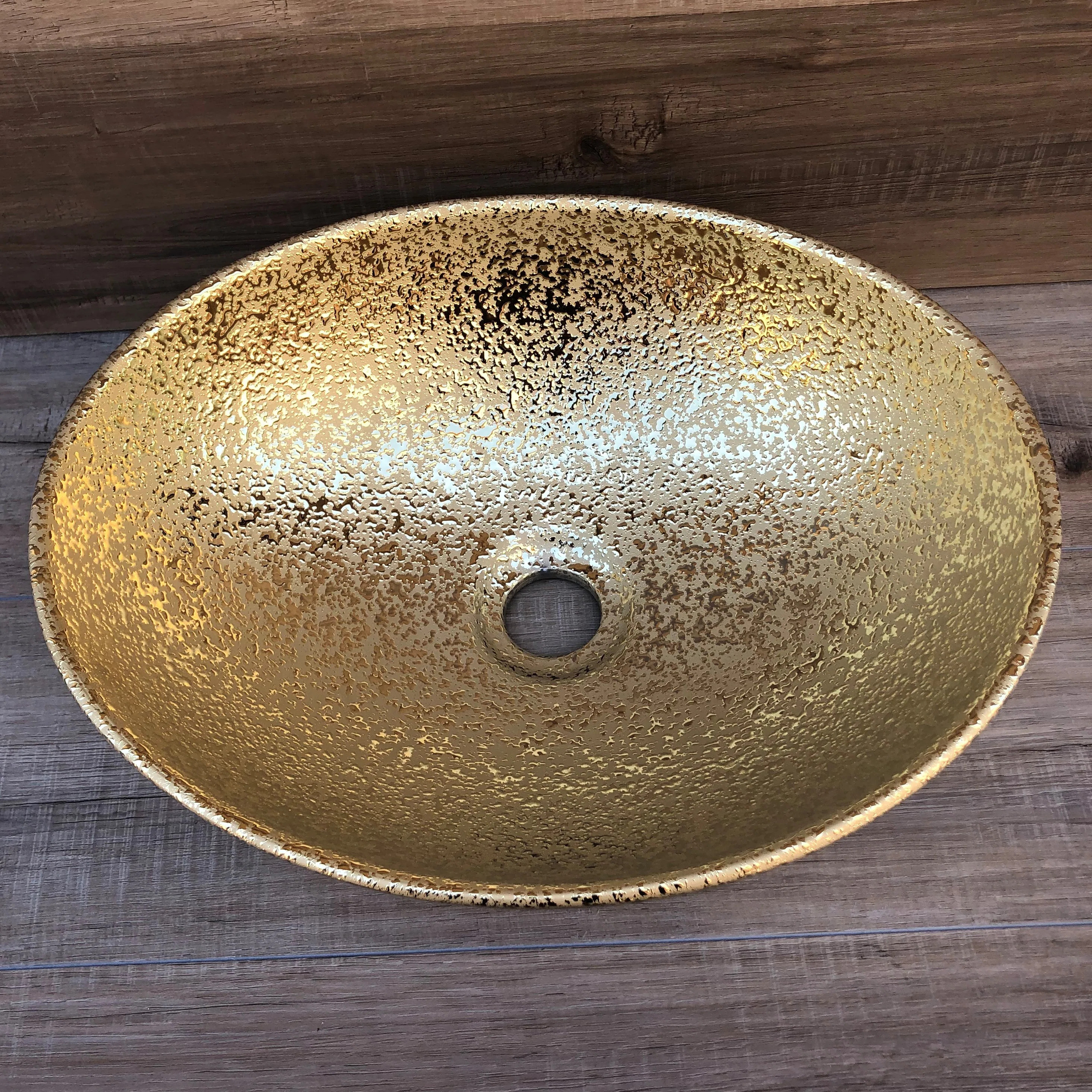 Juvia 13'' Golden Vitreous China Oval Bathroom Sink JVI-2118-G100 | Wayfair North America