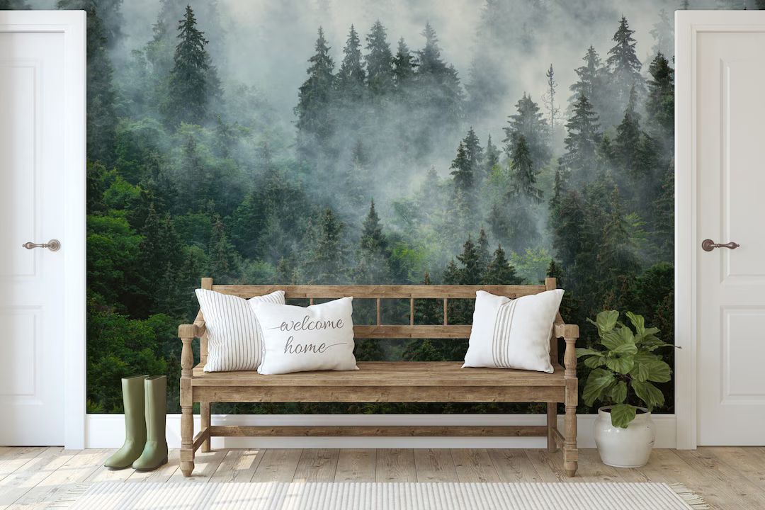 Forest Wallpaper Peel and Stick Self Adhesive Foggy Forest Wall Mural Removable - Etsy | Etsy (US)