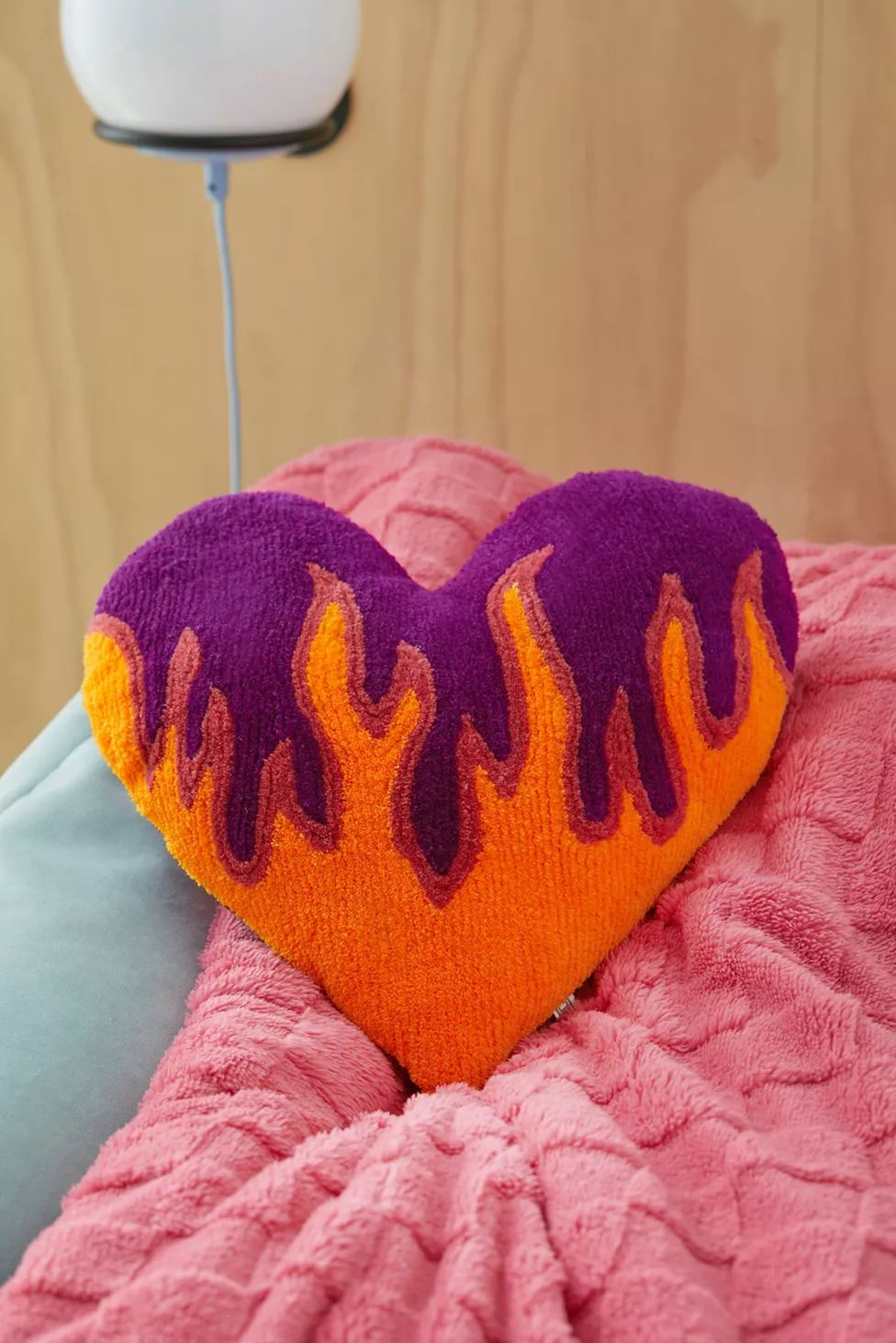 Flaming Heart Shaped Throw Pillow | Urban Outfitters (US and RoW)