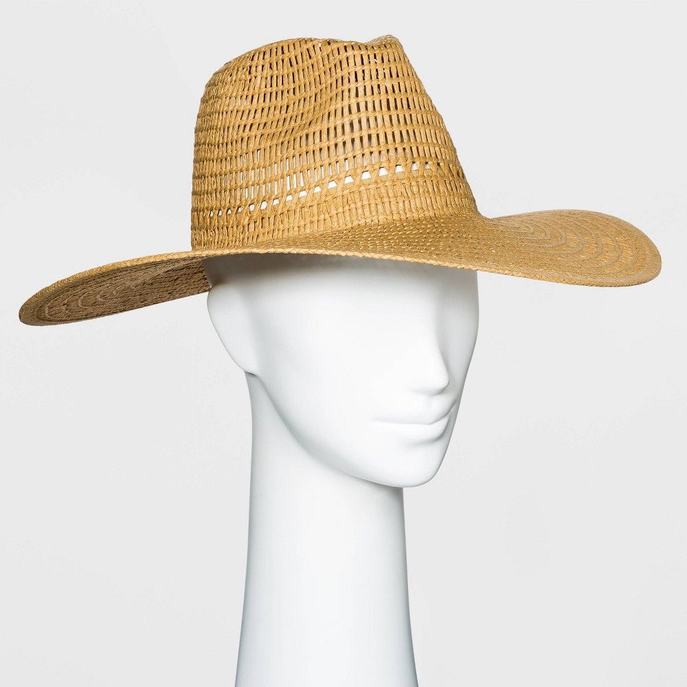Women's Wide Brim Open Weave Straw Panama Hat - Universal Thread Natural | Target