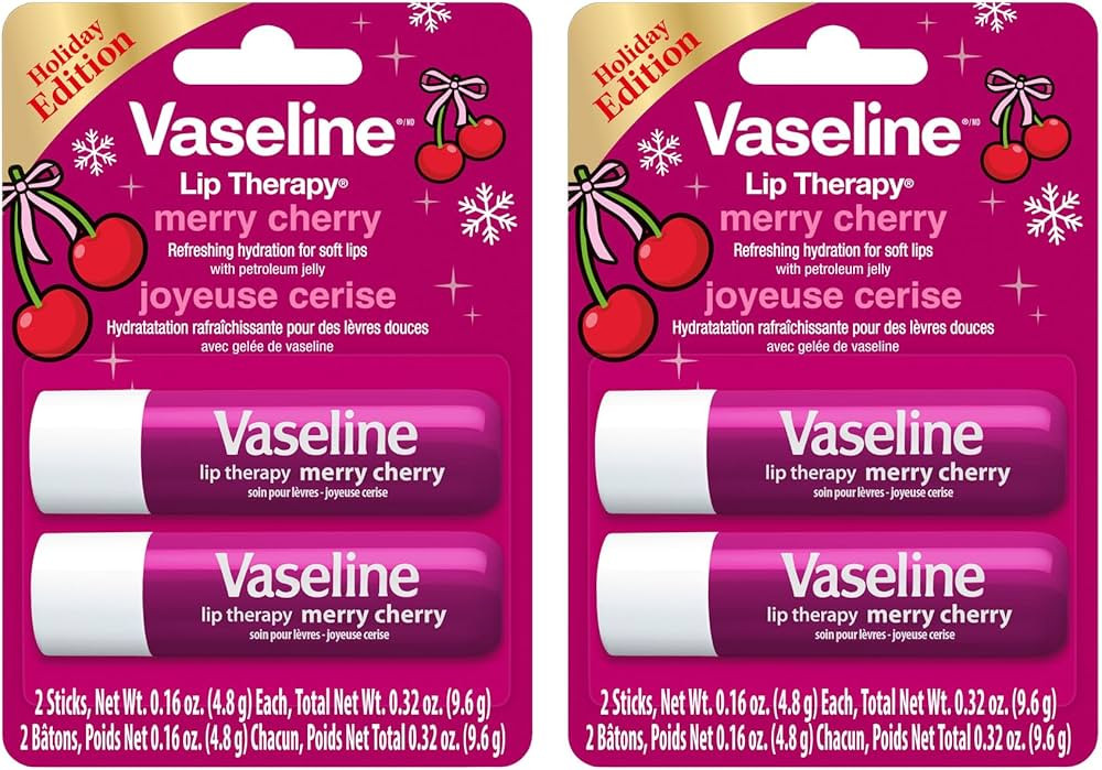 Vaseline Lip Therapy Holiday Edition Merry Cherry, Glossy Finish, Hydrating Petroleum Jelly Lip B... | Amazon (US)