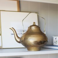 Vintage Solid Brass Teapot Tea Kettle - Heavy With Tall Hinged Handle Antique | Etsy (US)
