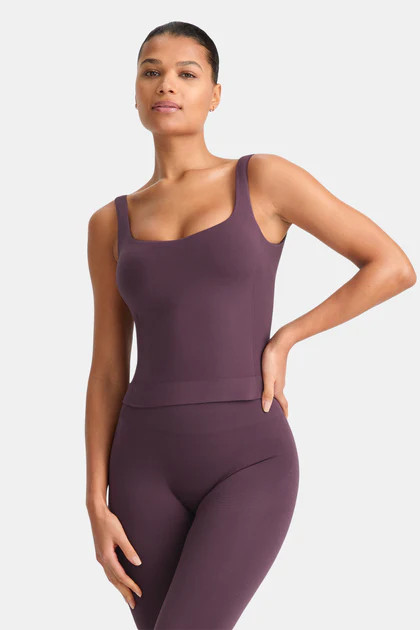 SCULPT SEAMLESS BUILT-IN BRA VEST - PLUM MARL | TALA (UK)