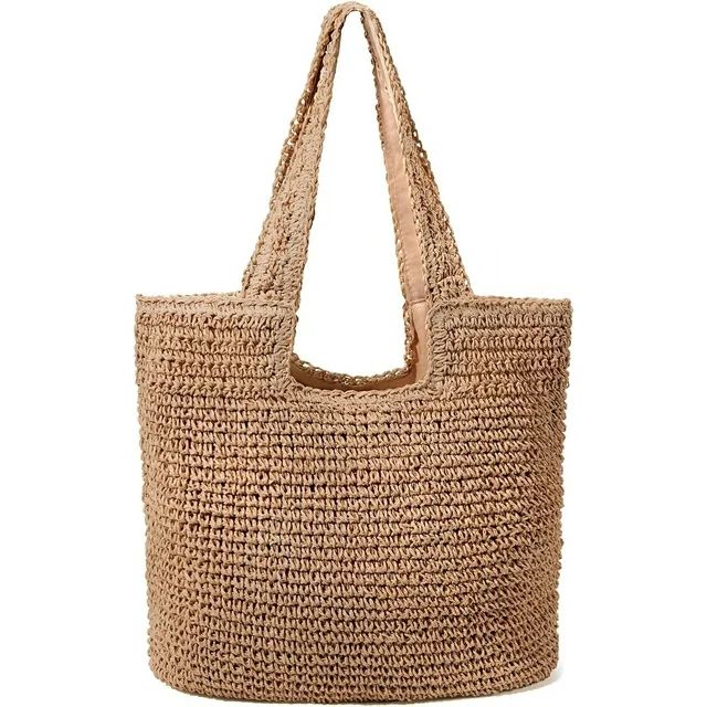 Gocvo Straw Beach Bag for Women Summer Woven Beach Tote Bag Shoulder Handbags Boho Bag | Walmart (US)