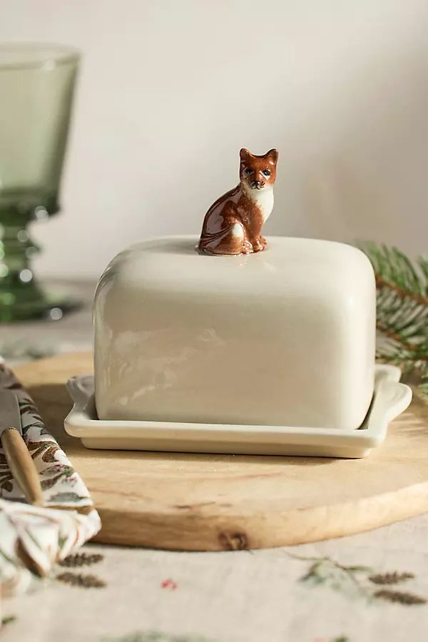 Quail Ceramics Woodland Friends Covered Butter Dish | Anthropologie (US)